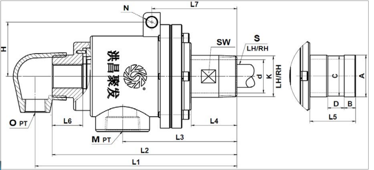 【JFO 3001】20A-50A 單向式 旋轉接頭規(guī)格尺寸圖