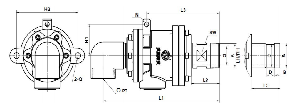 【JFO 3002】65A-80A 單向式 旋轉接頭規(guī)格尺寸圖